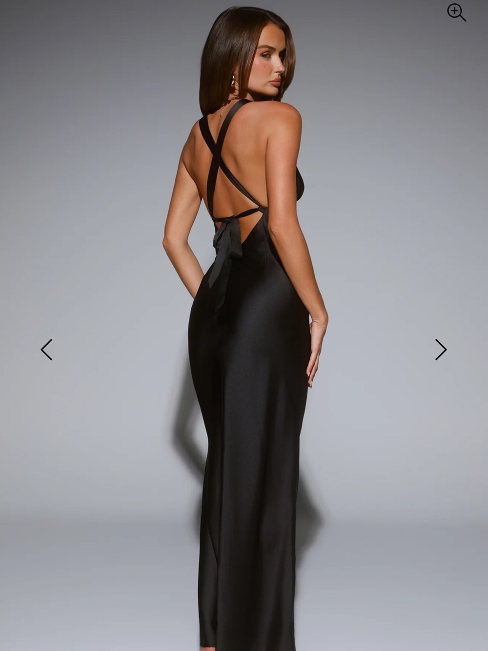 Hello Molly Black Satin V-Neck Maxi Dress - Picture 2 of 4